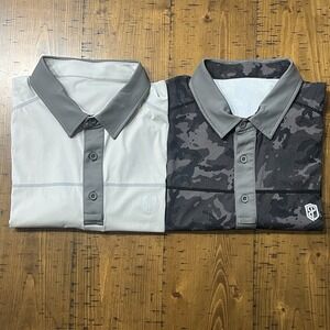 Born Primitive Polo Shirt Men's Large Tek Stretch Golf Performance Lot of 2